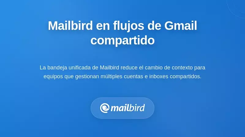 Interfaz del cliente de correo Mailbird que muestra una bandeja de entrada compartida organizada con seguimiento claro de la propiedad de los mensajes
