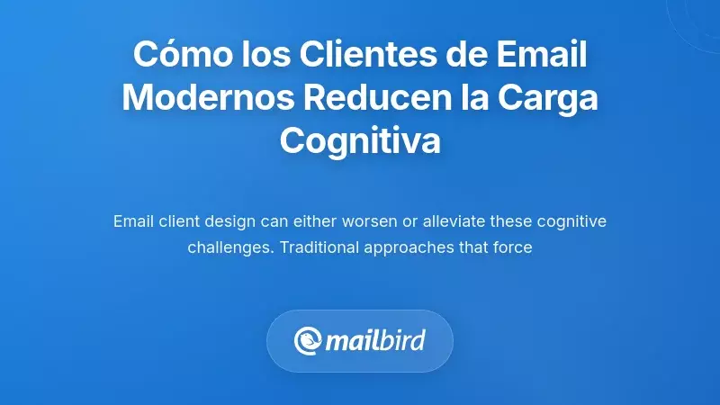 Interfaz moderna de cliente de correo mostrando diseño de bandeja unificada para reducir los costes cognitivos de cambio