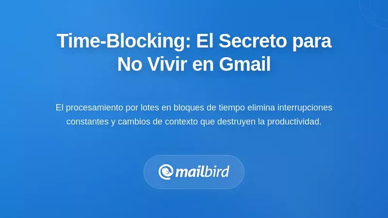Calendario de bloqueo de tiempo que muestra lotes designados para procesar correos electr&oacute;nicos para la gesti&oacute;n de la bandeja de entrada