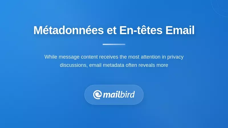 M&eacute;tadonn&eacute;es et en-t&ecirc;tes d'e-mail r&eacute;v&eacute;lant des informations sur l'exp&eacute;diteur, les adresses IP et les mod&egrave;les de communication