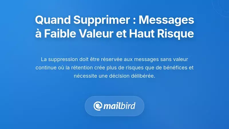Quand supprimer : suppression stratégique des messages à faible valeur et à haut risque