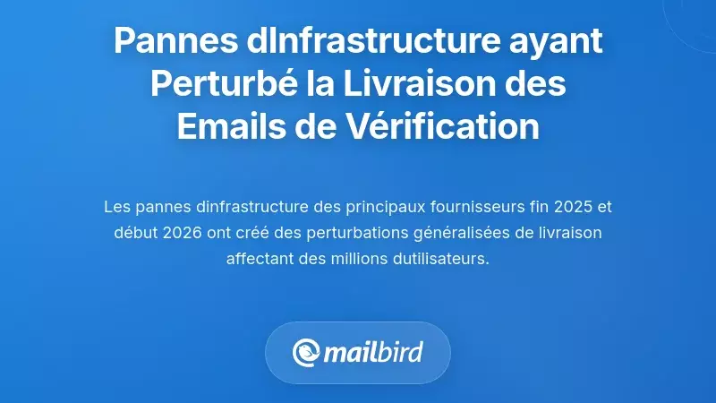 Pannes majeures d'infrastructure ayant perturb&eacute; la livraison des e-mails de v&eacute;rification