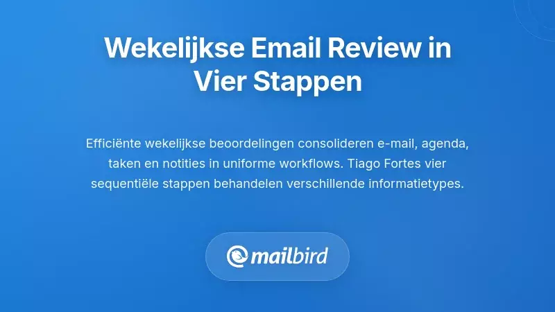 Vierstaps wekelijkse e-mailbeoordelingsworkflow die kalender-, taken- en notitiesysteem integreert