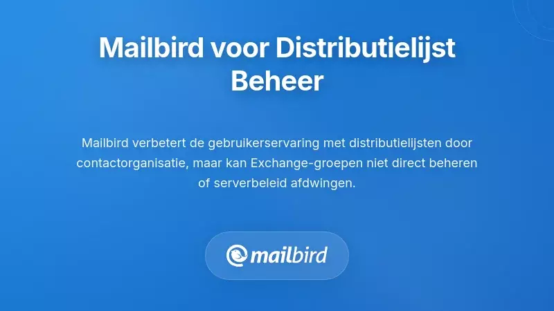 Screenshot van Mailbird e-mailclient die distributielijstinstellingen beheert