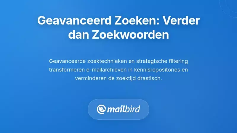 Geavanceerde email zoekfilters en technieken interface die opties voor optimalisatie van zoekwoorden toont