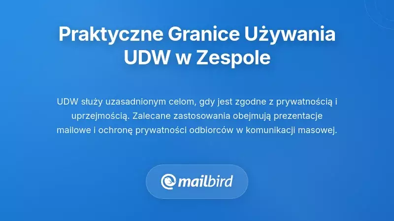 Członkowie zespołu ustanawiający jasne granice odpowiedniego użycia BCC w służbowych e-mailach