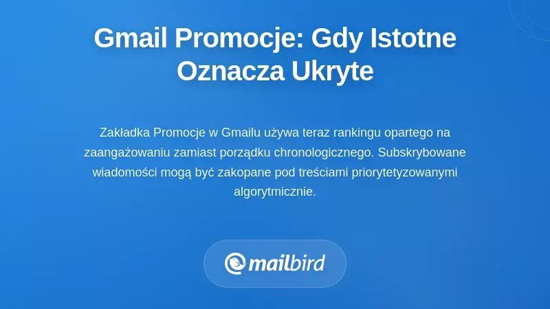 Ewolucja karty Promocje w Gmailu: kiedy „Istotne” oznacza „Ukryte”