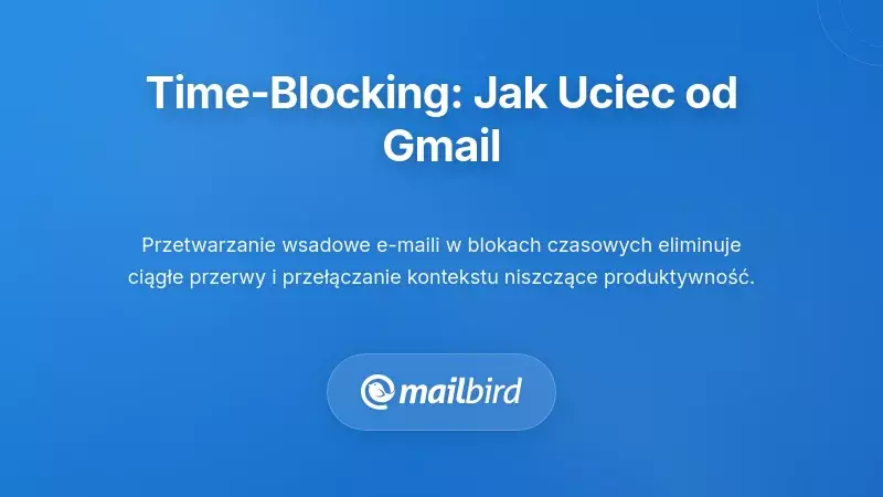 Kalendarz z blokami czasowymi pokazujący wyznaczone partie przetwarzania e-maili dla zarządzania skrzynką odbiorczą