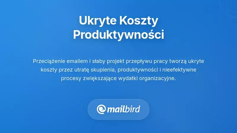 Schemat przedstawiający koszty produktywności i nieefektywność przepływu pracy wynikające z wolnego zarządzania pocztą e-mail