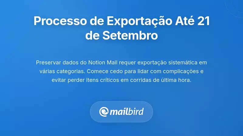 Processo passo a passo de exportação de dados do Notion Mail antes do prazo de 21 de setembro