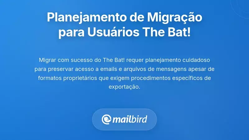 Fluxo de trabalho de planeamento estratégico de migração de email do The Bat! para alternativas modernas