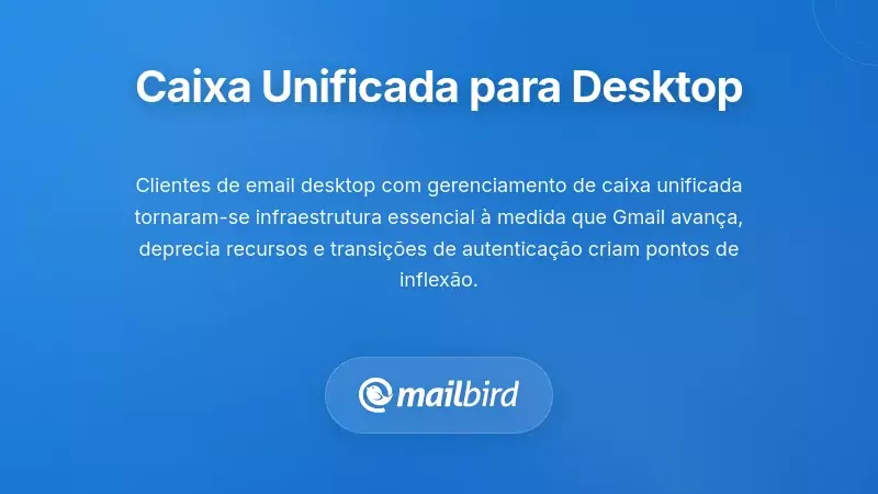 Interface da caixa de entrada unificada mostrando v&aacute;rias contas de email geridas numa &uacute;nica vista do cliente de email de ambiente de trabalho