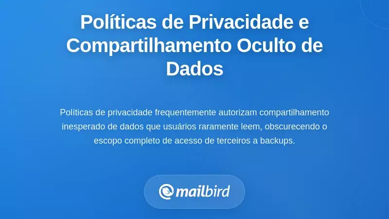 Documento da pol&iacute;tica de privacidade revelando pr&aacute;ticas ocultas de compartilhamento de dados de email na nuvem