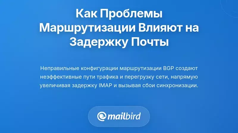 Схема маршрутизации сети, показывающая поток трафика электронной почты и узкие места задержки IMAP