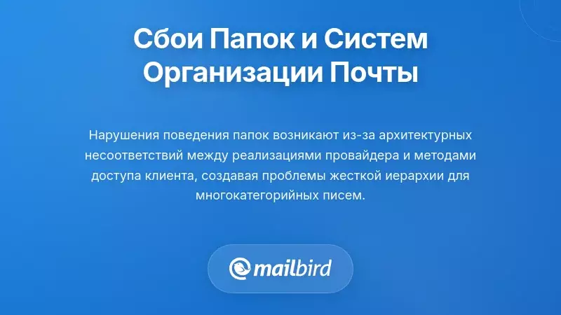Нарушения поведения папок и сбои в системе организации электронной почты