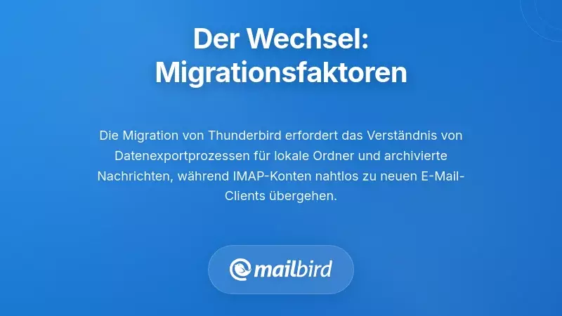 E-Mail-Migrationsprozess von Thunderbird zu neuem Mac-E-Mail-Client mit Daten&uuml;bertragung