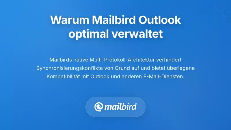 Mailbird-Oberfläche verwaltet mehrere Outlook-Konten mit erweiterten Synchronisierungsfunktionen