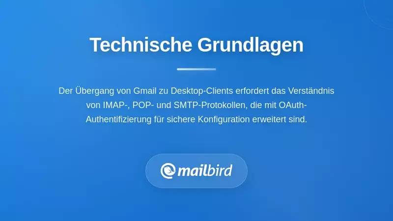 Technische Konfiguration und Protokolleinrichtung eines Desktop-E-Mail-Clients f&uuml;r Gmail