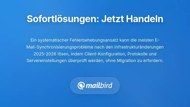 Fehlerbehebung bei der E-Mail-Synchronisation und sofortige L&ouml;sungen zur Behebung von Verbindungsproblemen mit dem Server