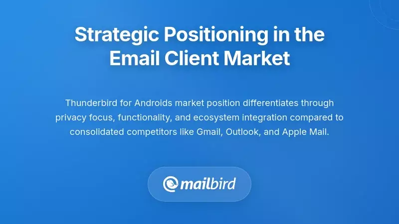Thunderbird Android email client market positioning comparison chart showing privacy features