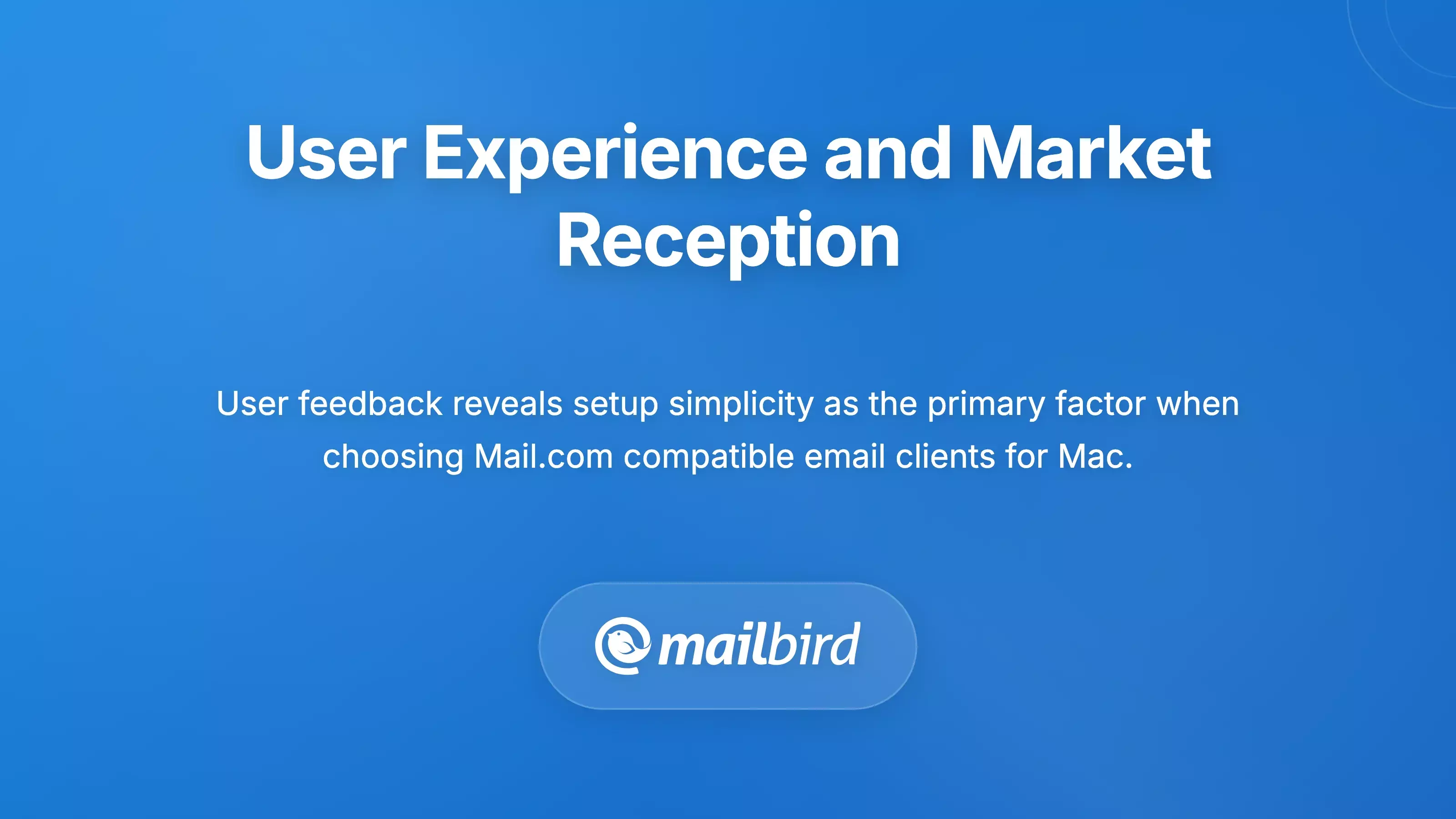 User feedback dashboard displaying Mail.com email client performance metrics and reviews