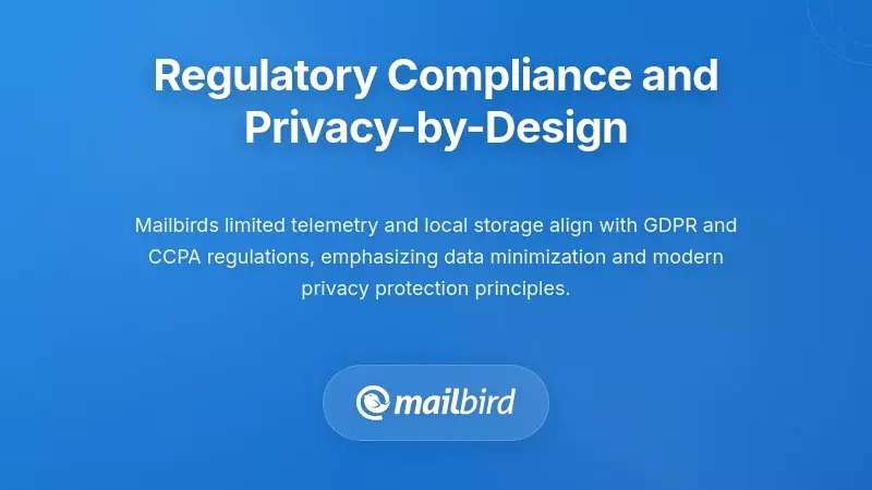Privacy-by-design framework showing GDPR compliance in Mailbird email application