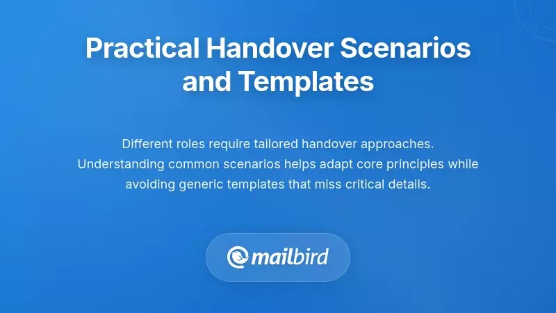 Email handover template examples for different workplace roles and transition scenarios