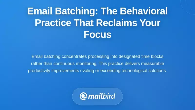 Email Batching: The Behavioral Practice That Reclaims Your Focus