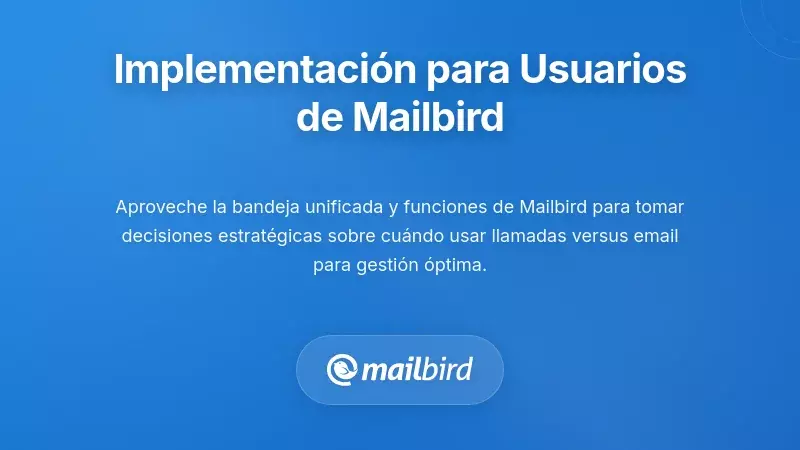 Interfaz del cliente de correo Mailbird mostrando m&uacute;ltiples cuentas con opciones de integraci&oacute;n telef&oacute;nica