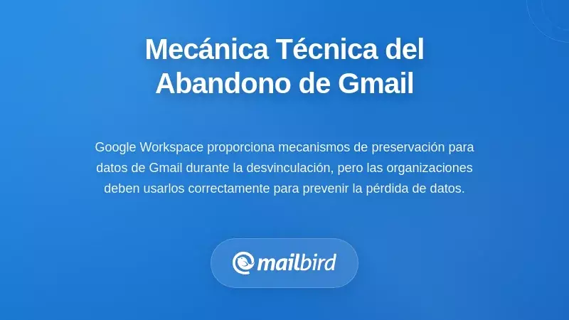 Panel de administraci&oacute;n de Gmail workspace mostrando opciones de transferencia y archivado de datos de correo electr&oacute;nico