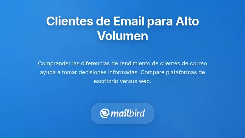 Gráfico comparativo lado a lado de clientes de correo electrónico mostrando características para la gestión de mensajes de alto volumen en 2026
