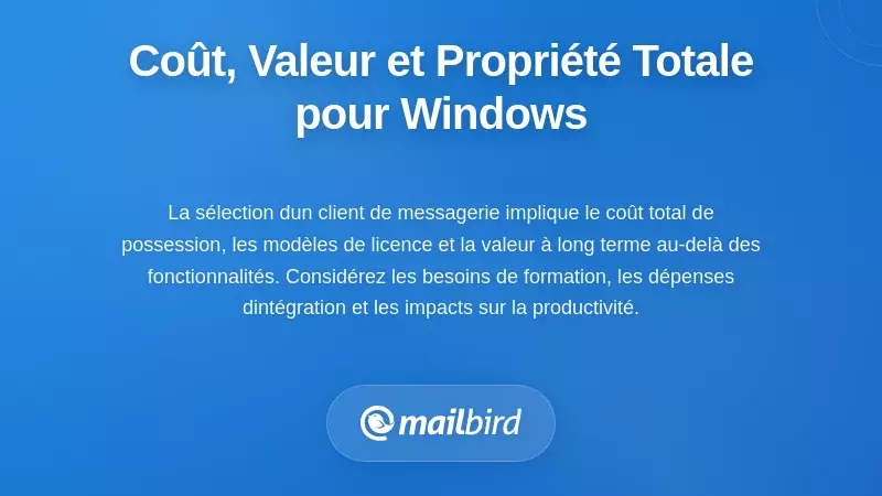 Coût, valeur et considérations de propriété totale pour les utilisateurs Windows