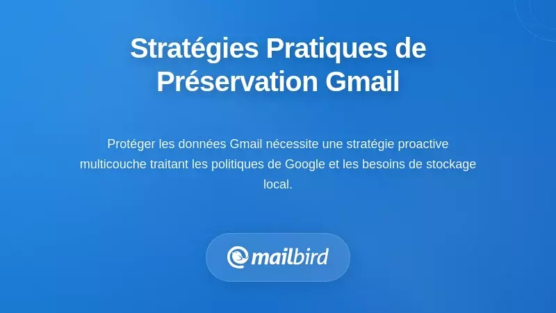 Illustration des stratégies de préservation des données Gmail et méthodes de sauvegarde