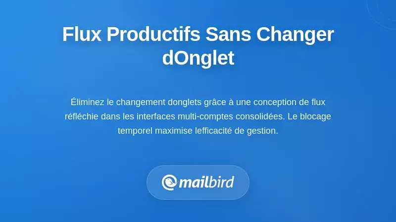 Tableau de bord des flux de travail productifs affichant la gestion consolidée de plusieurs comptes email