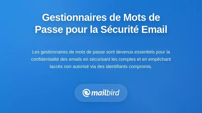 Interface du gestionnaire de mots de passe prot&eacute;geant la s&eacute;curit&eacute; et la confidentialit&eacute; de votre compte email