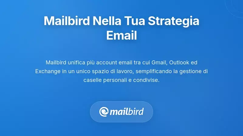 Interfaccia client email Mailbird che mostra una casella unificata con più account email per la gestione della copertura
