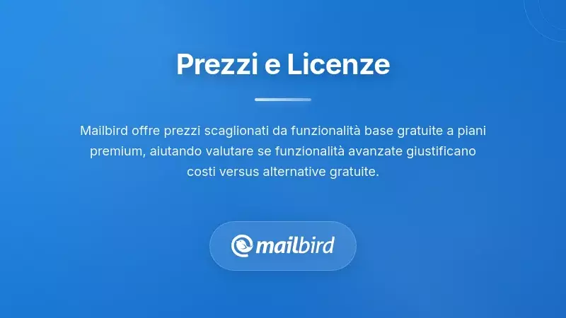 Tabella comparativa dei prezzi che mostra Mailbird rispetto ad alternative gratuite di client di posta per utenti Mac