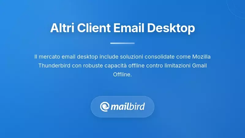 Confronto dei client email desktop che mostrano opzioni alternative a Gmail Offline per professionisti