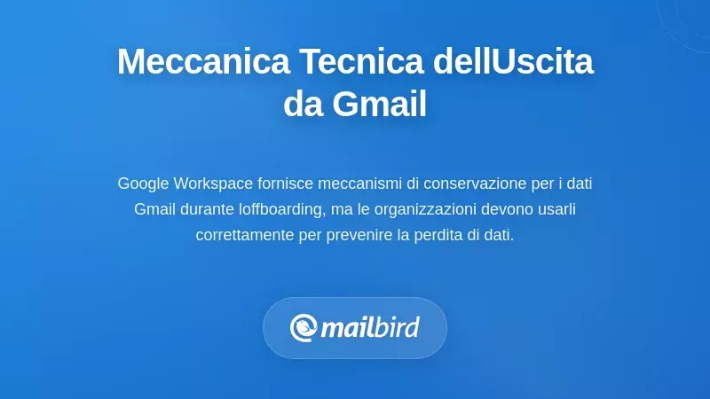 Pannello amministrativo dello spazio di lavoro Gmail che mostra opzioni di trasferimento dati email e archiviazione