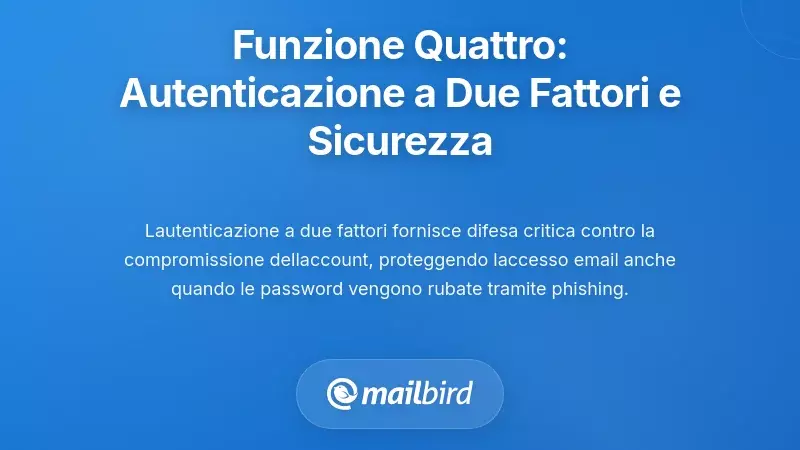 Funzione Quattro: Autenticazione a Due Fattori e Sicurezza dell'Account