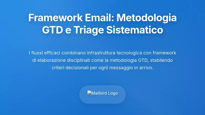 Framework di Elaborazione Email: La Metodologia GTD e il Triage Sistematico