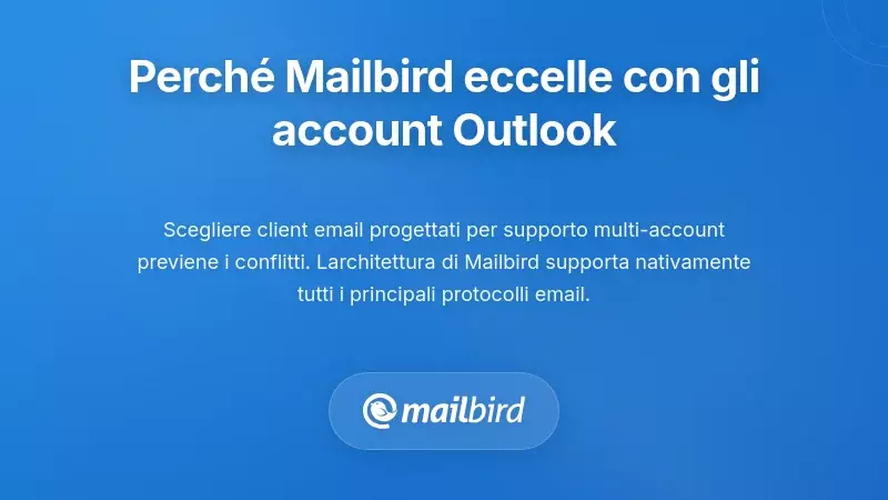 Interfaccia del client email Mailbird che gestisce efficientemente più account Outlook