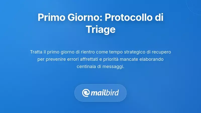 Sistema strutturato di triage email per il primo giorno di rientro dalle ferie con ordinamento delle priorit&agrave;