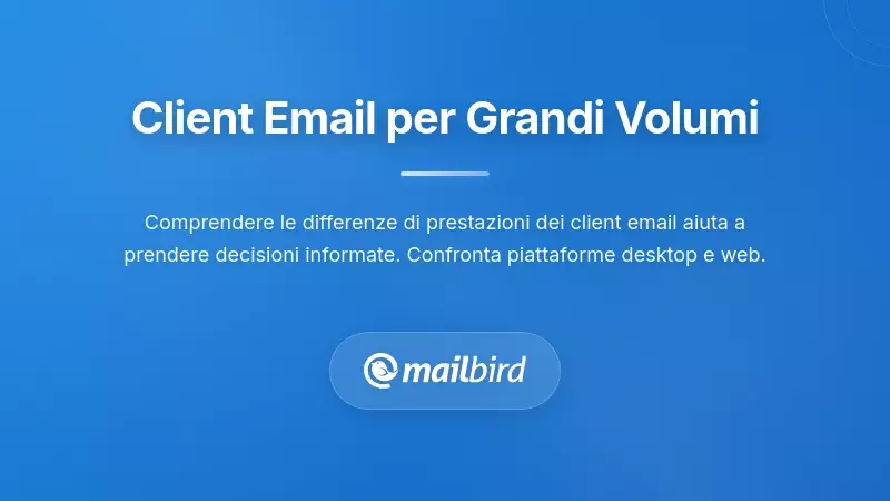 Grafico comparativo affiancato dei client di posta elettronica che mostra le caratteristiche per la gestione delle email ad alto volume nel 2026