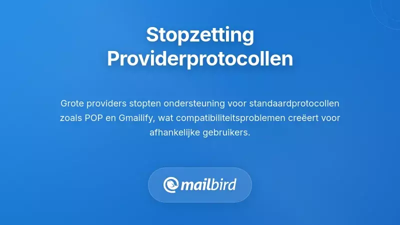 Grafiek die het beëindigen van e-mailprovider-protocollen en wijzigingen in authenticatiemethoden illustreert