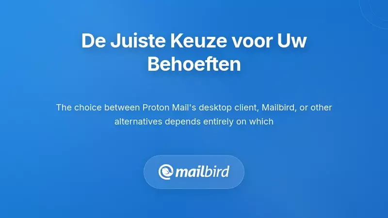 Vergelijkingsgrafiek van e-mailclients die Proton Mail, Mailbird en alternatieven toont voor privacy-gericht gebruikers in 2025