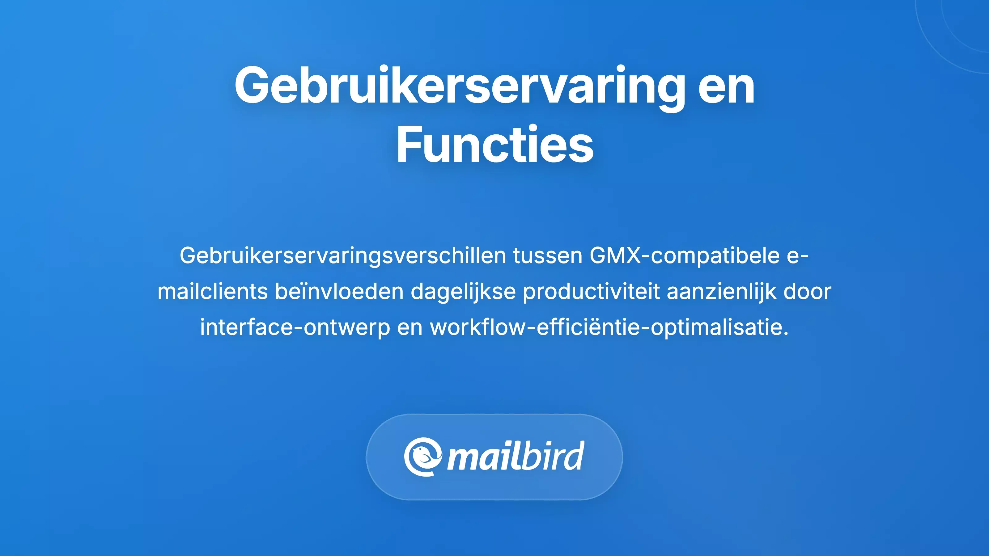 Vergelijking van gebruikersinterfaces die productiviteitsfuncties tonen in verschillende GMX-compatibele Mac-e-mailclients