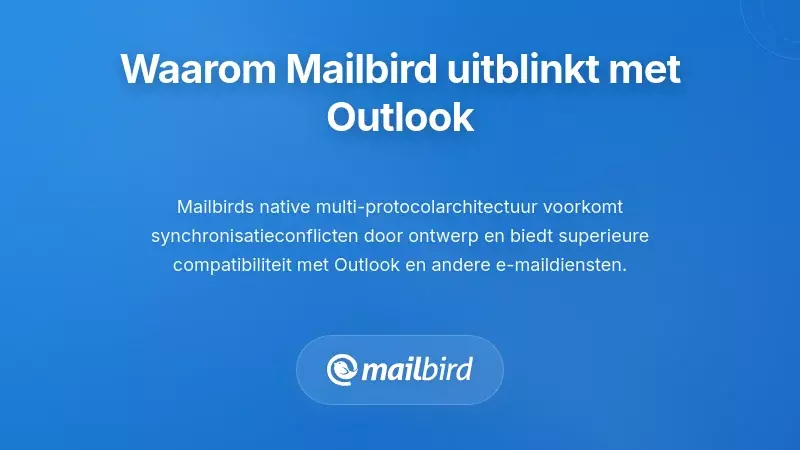 Mailbird-interface die meerdere Outlook-accounts beheert met geavanceerde sync-functies