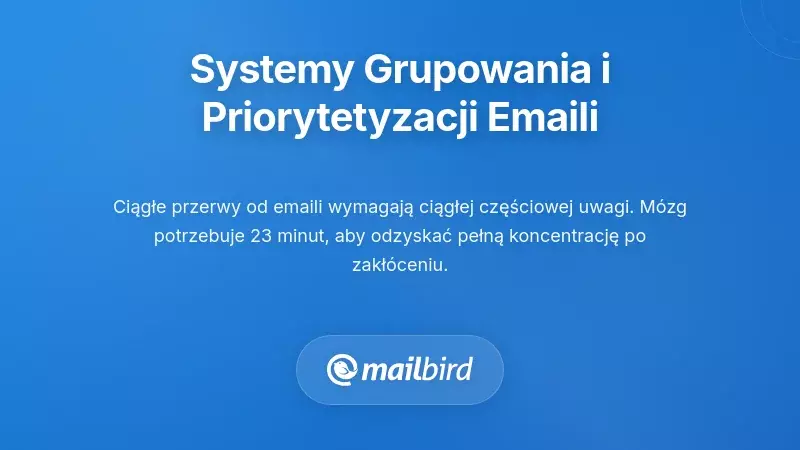 Ilustracja systemu grupowania wiadomości e-mail pokazująca proces priorytetyzacji w celu zmniejszenia przerw