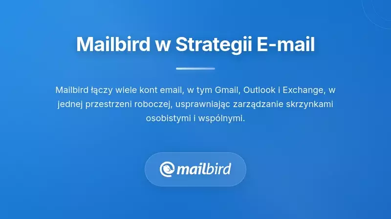 Interfejs klienta poczty Mailbird wyświetlający zunifikowaną skrzynkę odbiorczą z wieloma kontami e-mail do zarządzania systemem obsługi
